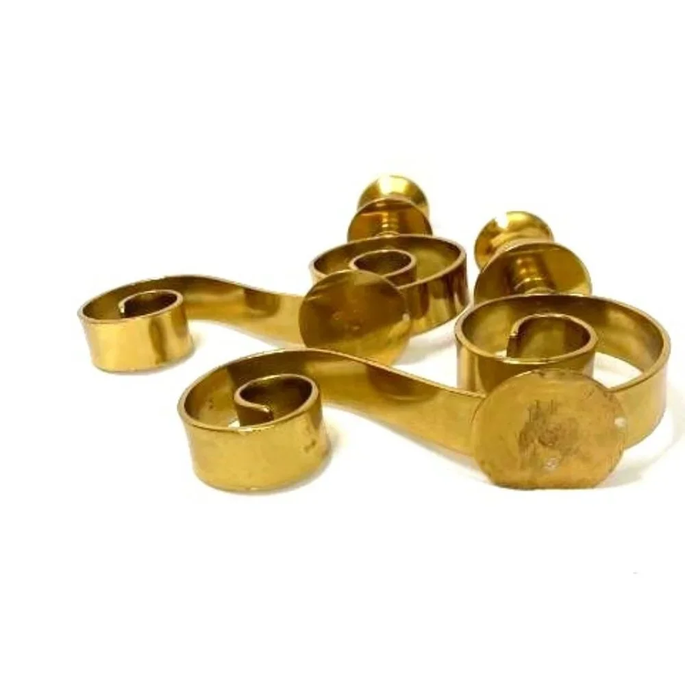 Vintage Pair Brass Scroll Candlestick Candle Holders‎ Taper Dinner